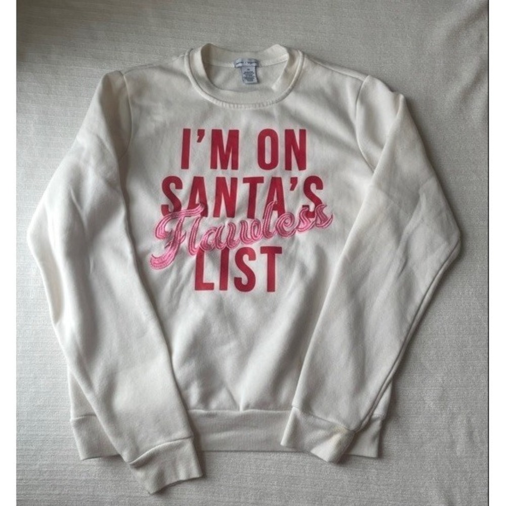 Better Together White Pullover Sweatshirt Graphic Christmas XS Women Crew Neck